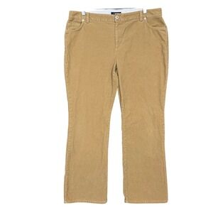 Lands End Pants Womens XL 18 38x31 Tan Khaki Corduroy Flare‎ Mid Rise Preppy